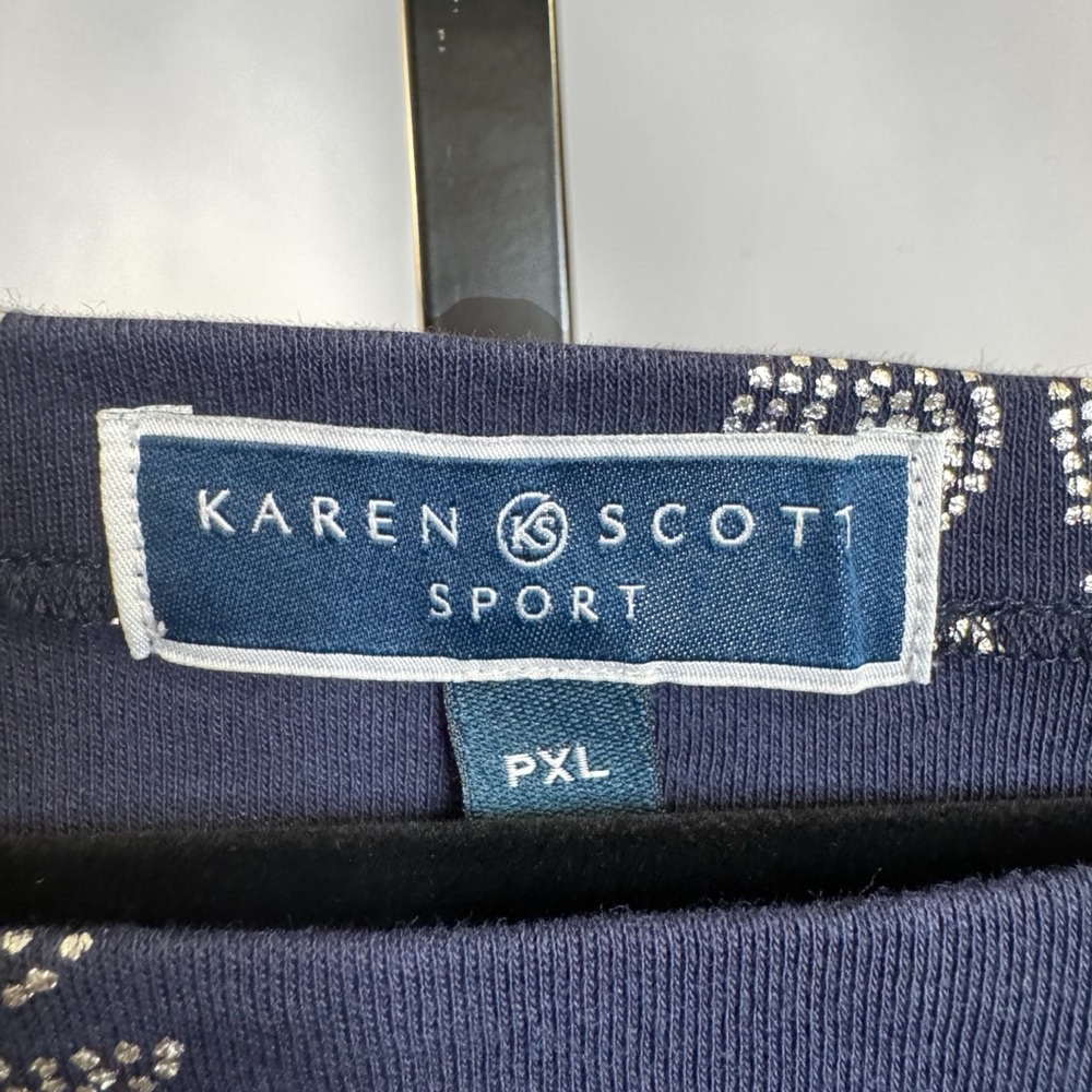 Karen Scott Navy Shift Dress with Silver Sparkle Print Size XLP - Picture 2 of 5